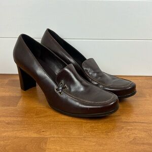 Franco sarto women’s brown dress heels slip on leather size 12 stacked heel